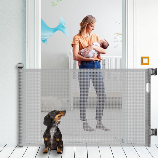Retractable Baby Gate for Safety, Indoor/Outdoor Use, 34in Tall