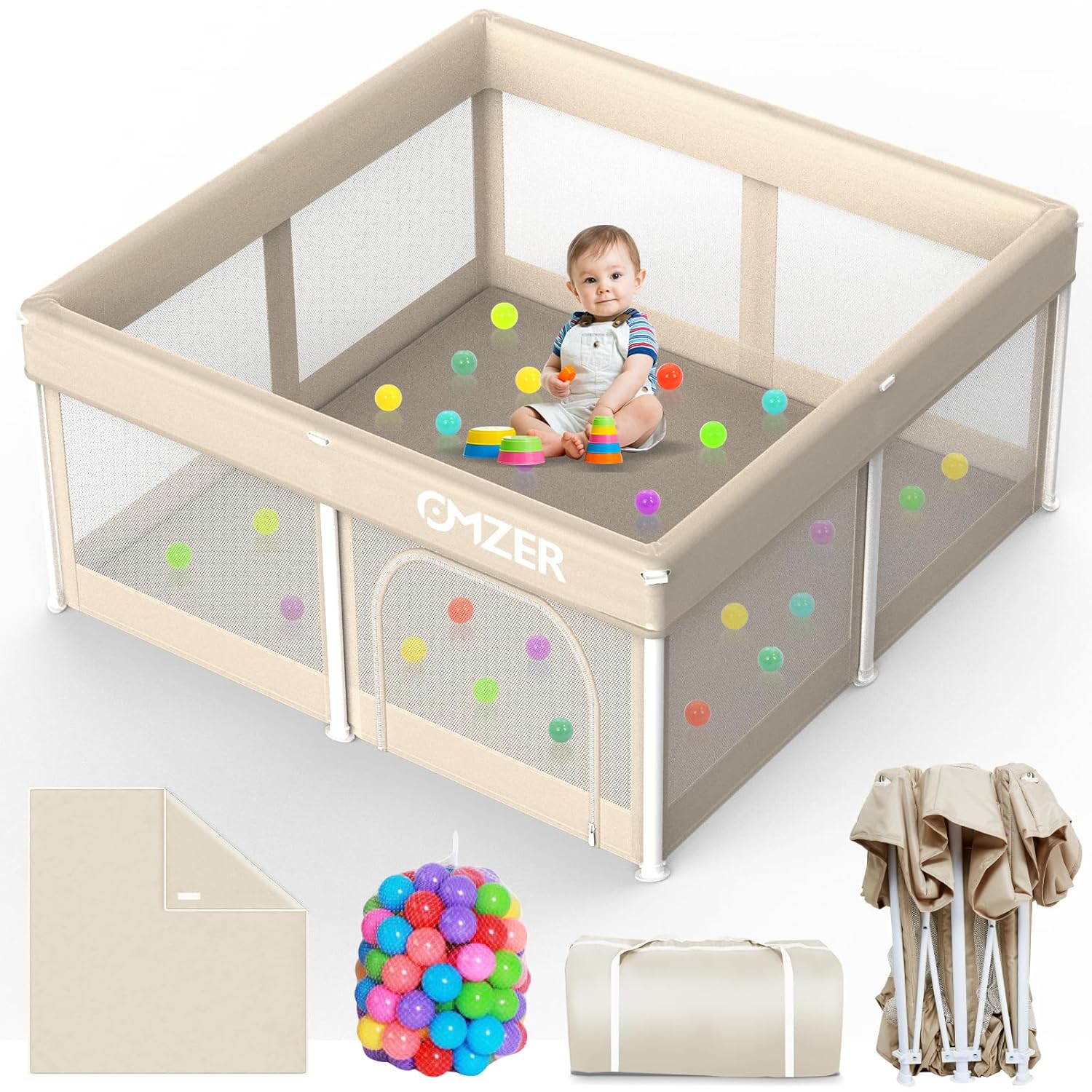 Omzer Playpen for Babies and Toddlers - Portable Safety Fence