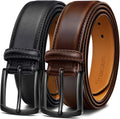 Genuine Leather Men Belt 2Pack - 1 3/8 in Dress & Golf Belts