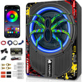 1200W 10ft Car Subwoofer Slim Under Seat Powered Subwoofer - Deep Bass