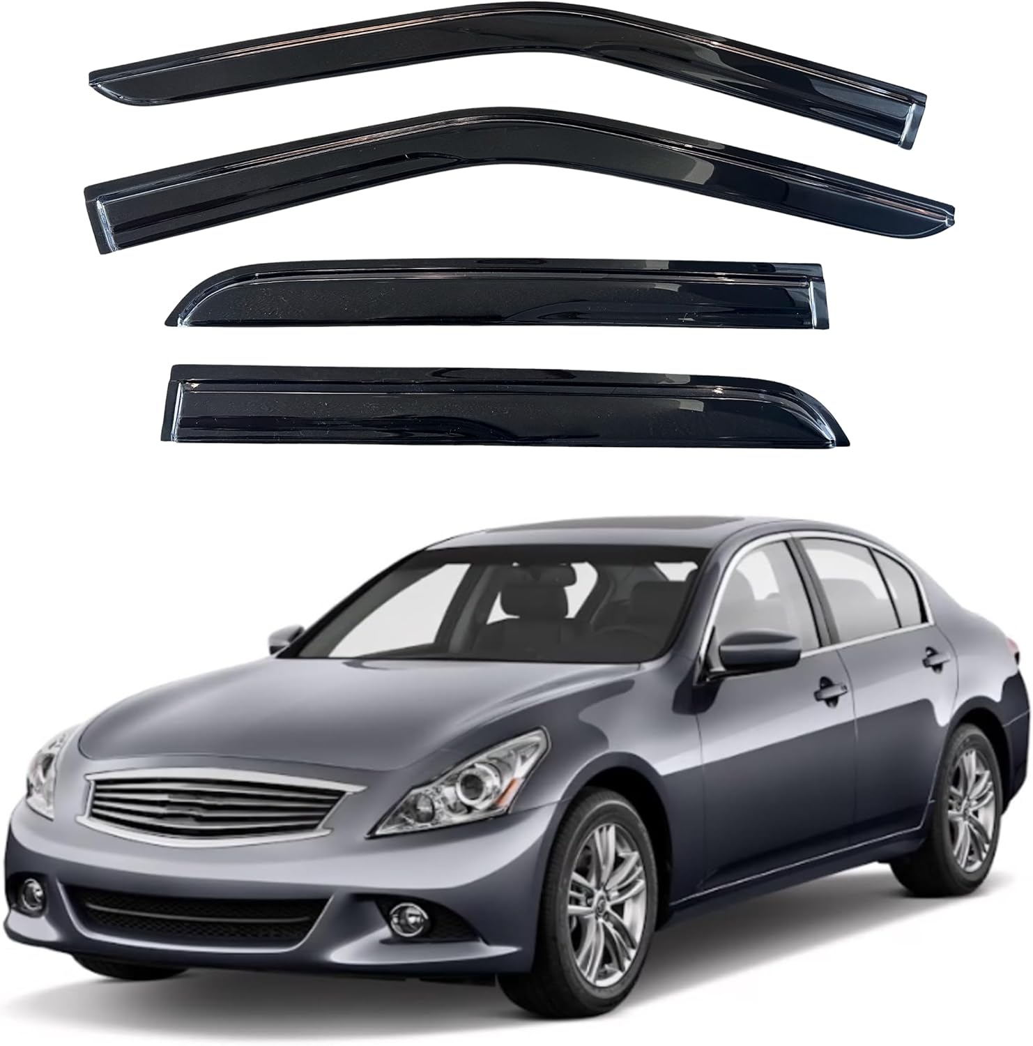 KPY Window Visor Rain Guard for Infiniti G35 G37 G25 Q40 2007-2015