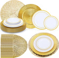 Gold Plastic Dinnerware Set 48 Pcs for Parties - Elegant Disposable