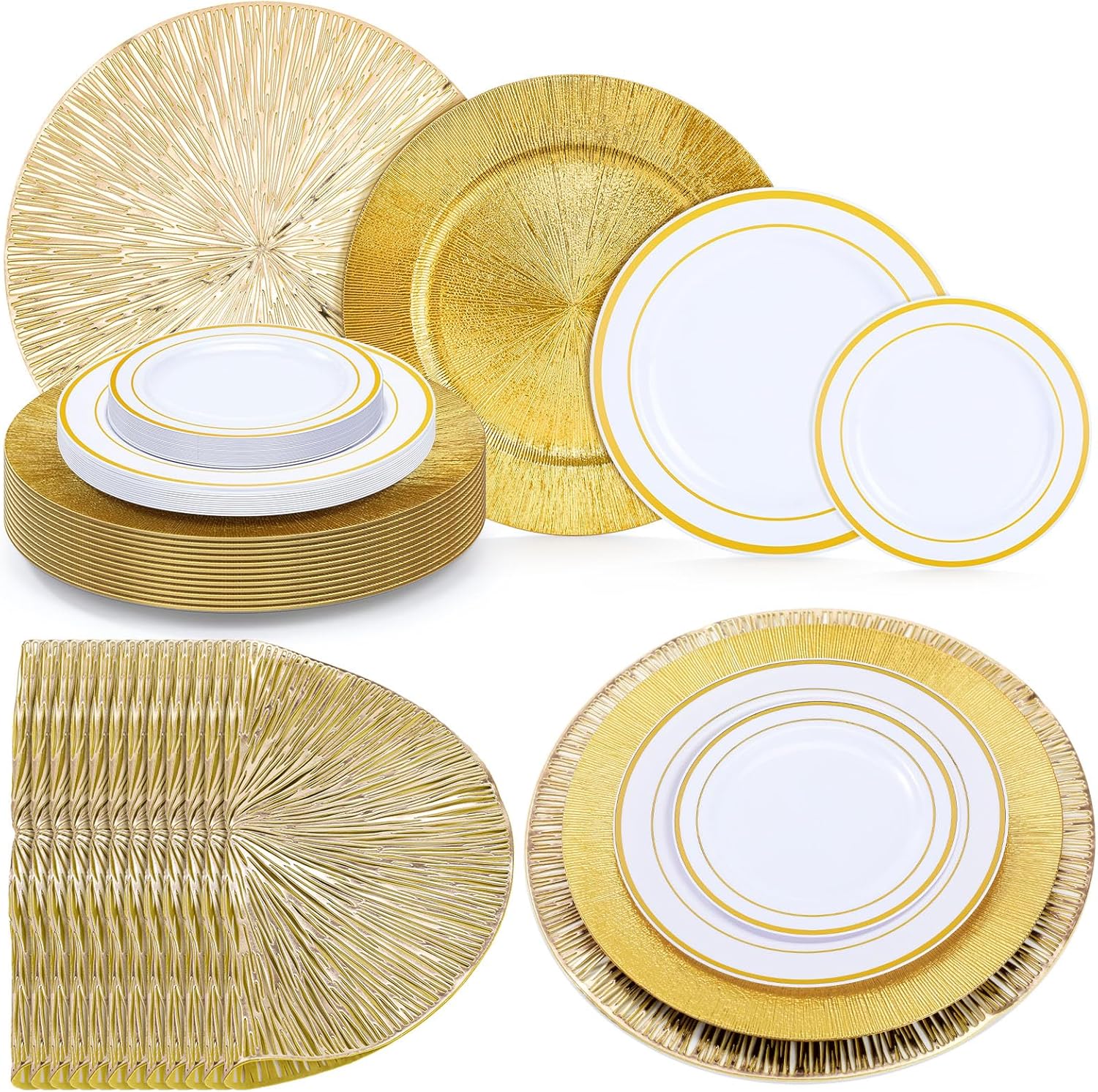 Kritkin 48-Piece Gold Disposable Dinnerware Set - Elegant Party Supplies for 12