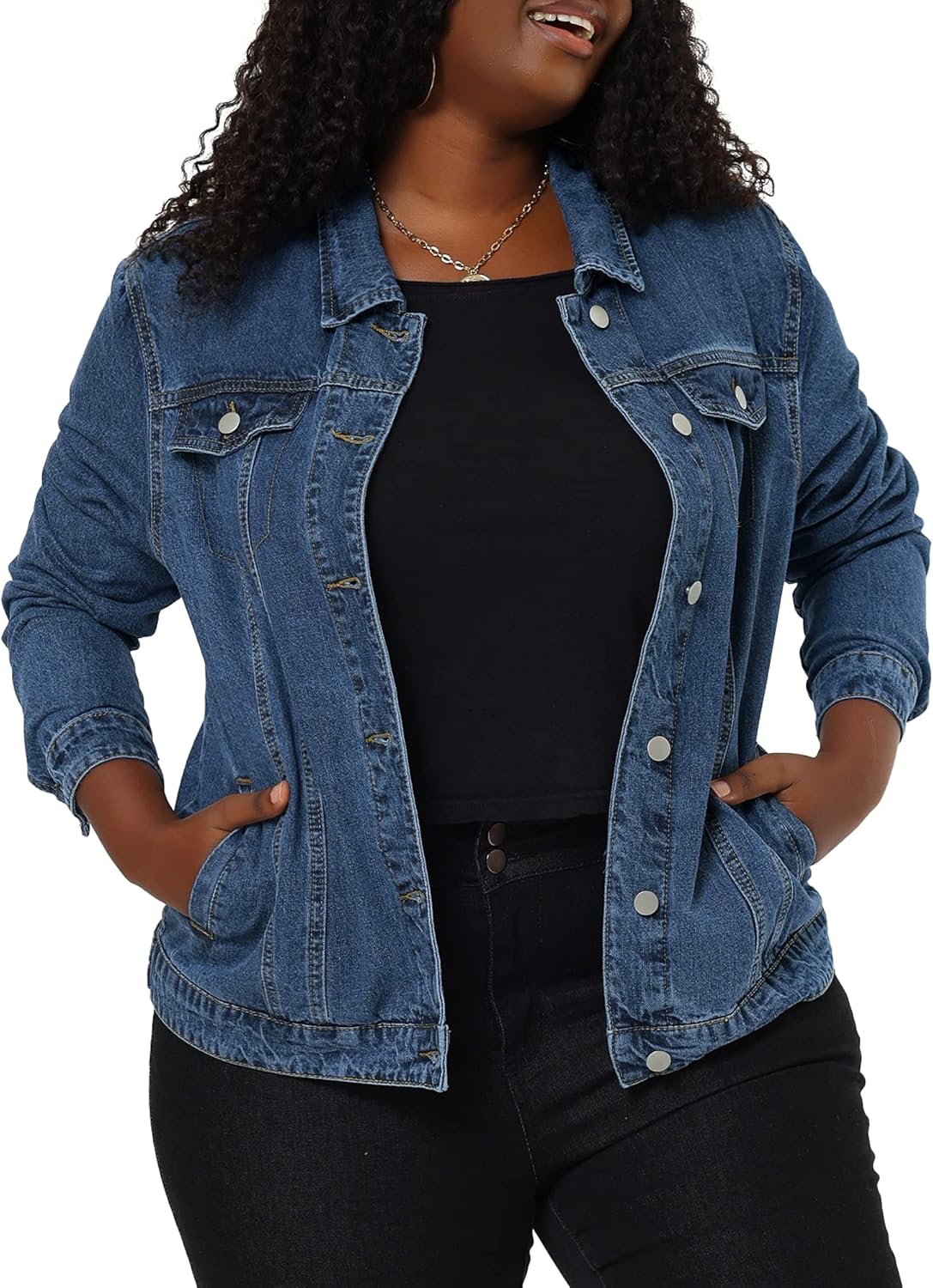Plus Size Jean Jacket for Women - Stylish Denim Outerwear