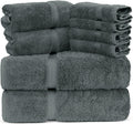 Turkish Cotton Towel Set - Premium 8-Piece Dark Gray