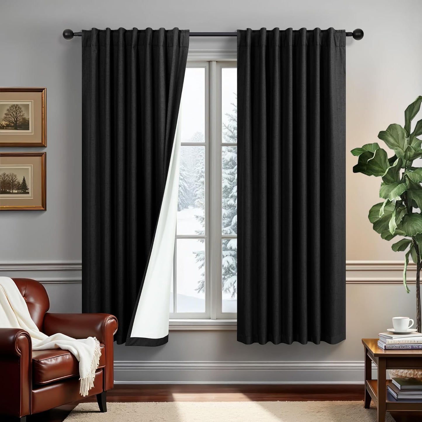 DANCURTON Blackout Curtains 63 Inch Length for Bedroom