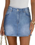 Angerella Denim Mini Skort High Waisted Jean Shorts - Stretchy Fit fly