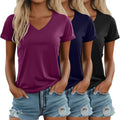 Ficerd 3 Pack Women's V Neck T Shirts - Comfortable Summer Basics