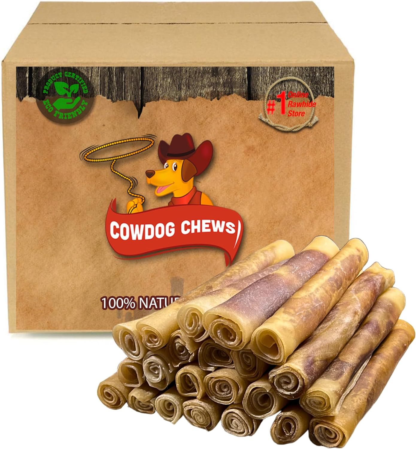 Cowdog Chews Rawhide Gourmet Meaty Rolls for Aggressive Chewers