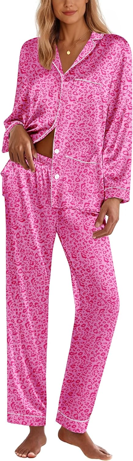 Ekouaer Silk Pajamas for Women Classic Satin Lounge Set
