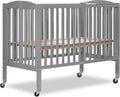Folding Full-Size Convenience Baby Crib - Portable Steel Grey