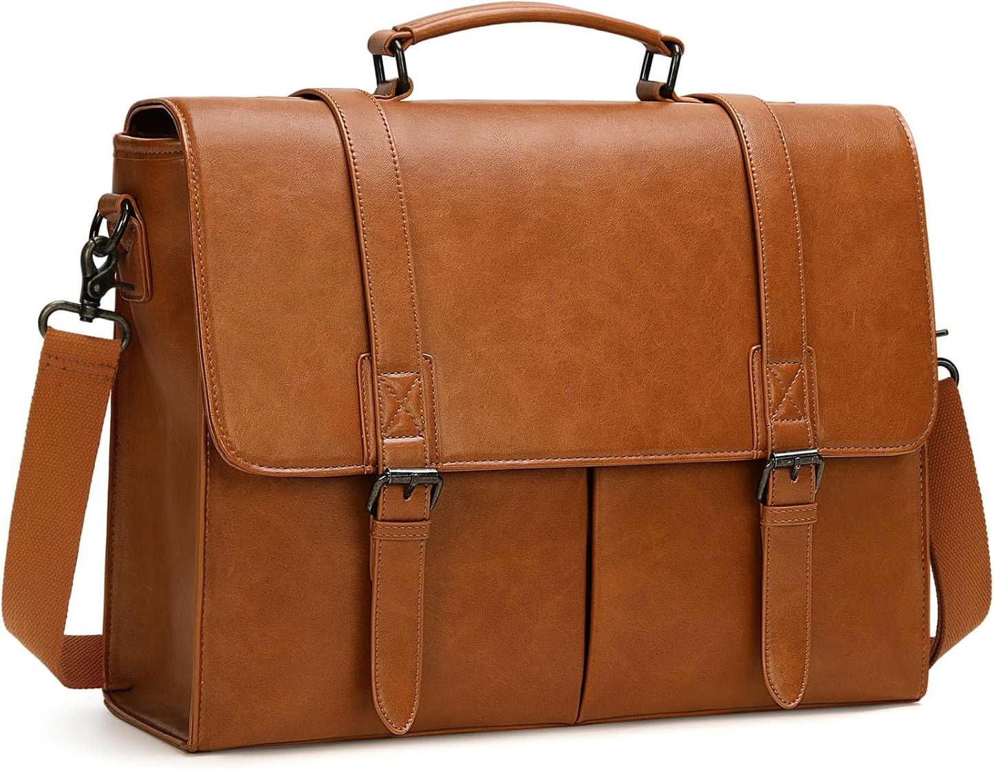 RAINSMORE Messenger Bag for Men 15.6 Inch Vintage Leather Briefcase