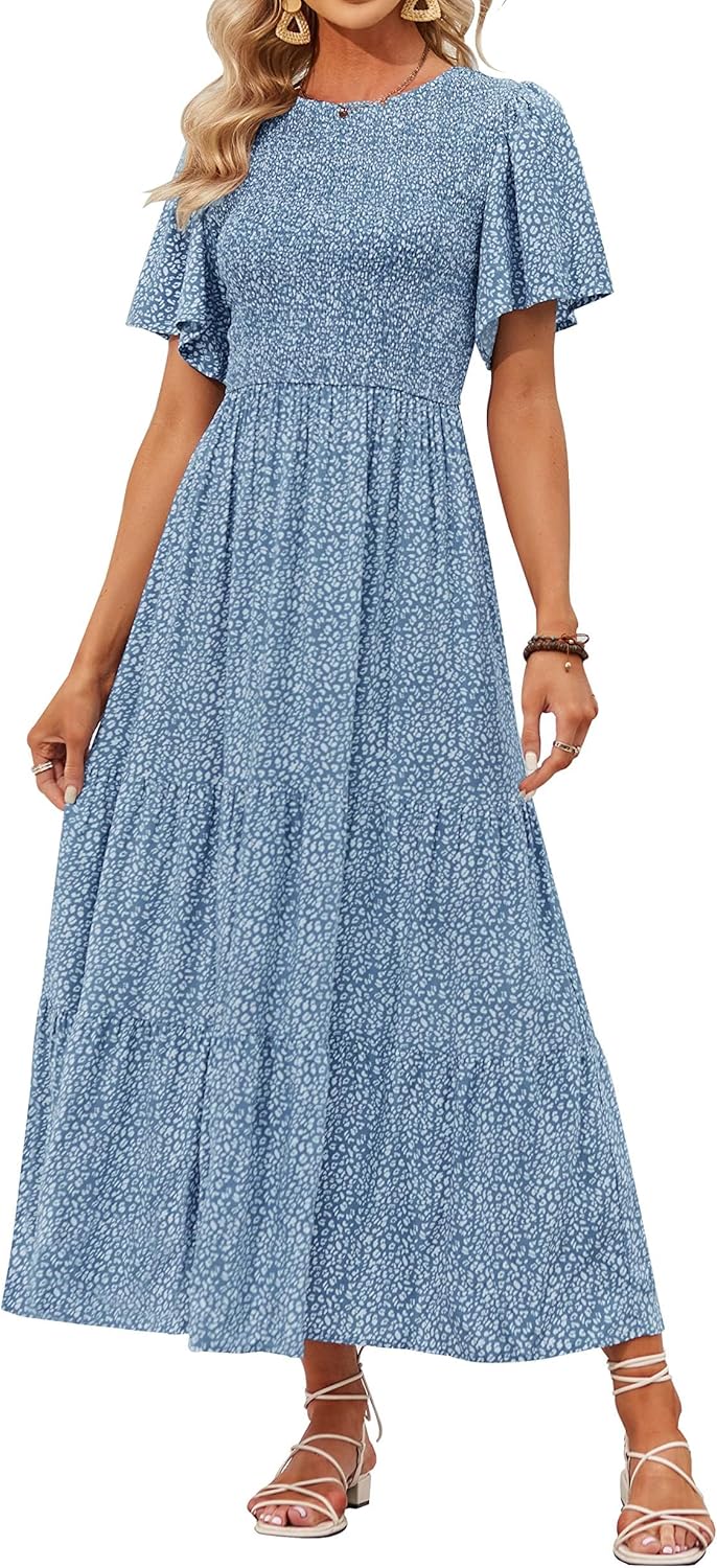 ZESICA Women's Floral Print Maxi Dress for Summer Fun