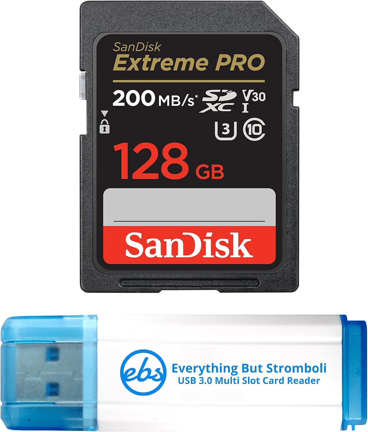 SanDisk 128GB SDXC Extreme Pro Memory Card Bundle for Canon Cameras + Card Reader