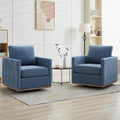 Blue Wavy Chenille Swivel Chairs - Set of 2
