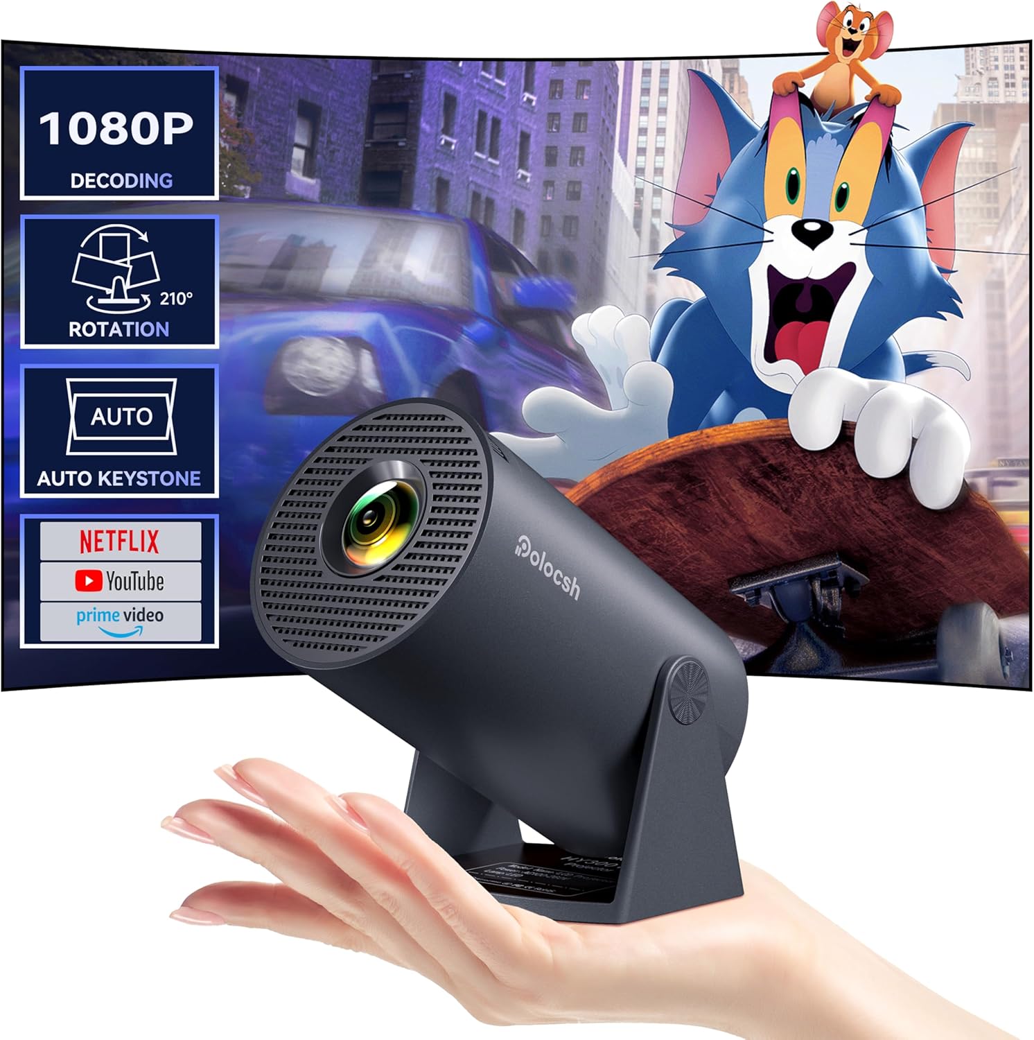 Portable Smart Projector: Android TV 11.0, Wifi, Bluetooth