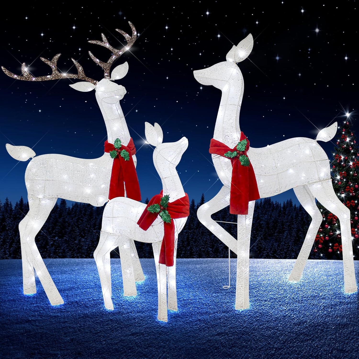 61in Christmas Deer Decoration Set for Outdoor Holiday Display