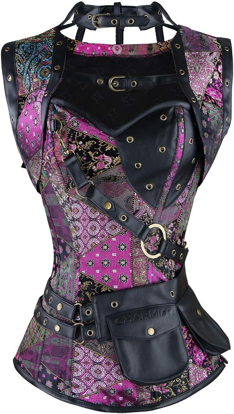 Charmian Women's Steampunk Spiral Steel Boned Vintage Corset