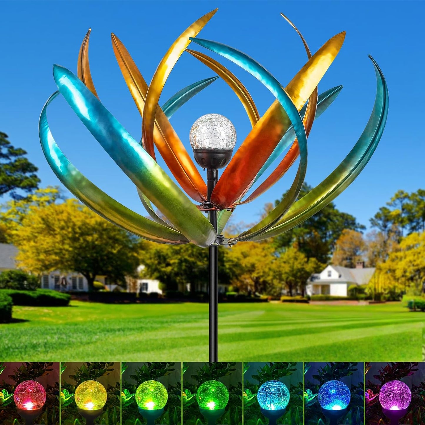 Large Solar Wind Spinners for Yard and Garden - 82.6 Inch Kinetic Art