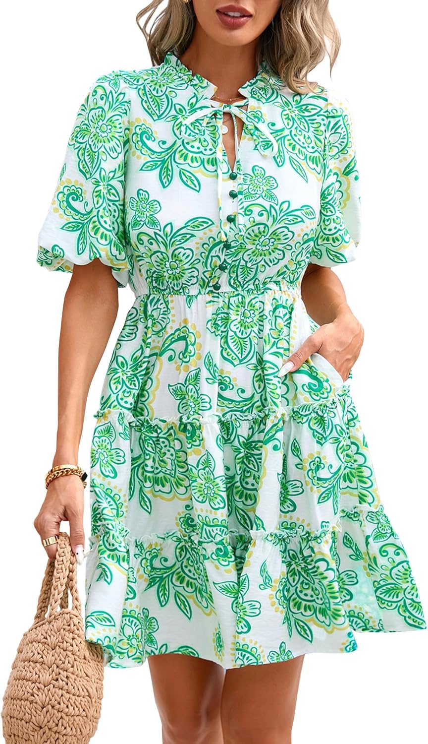 BTFBM Women Summer Floral Short Dresses for Casual Style