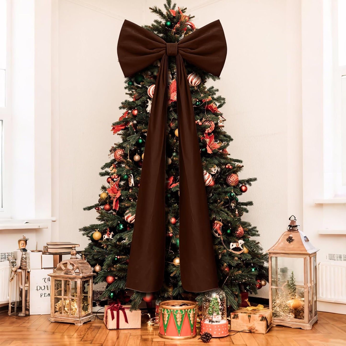 Extra Large Velvet Bows for Christmas Tree Topper Decor