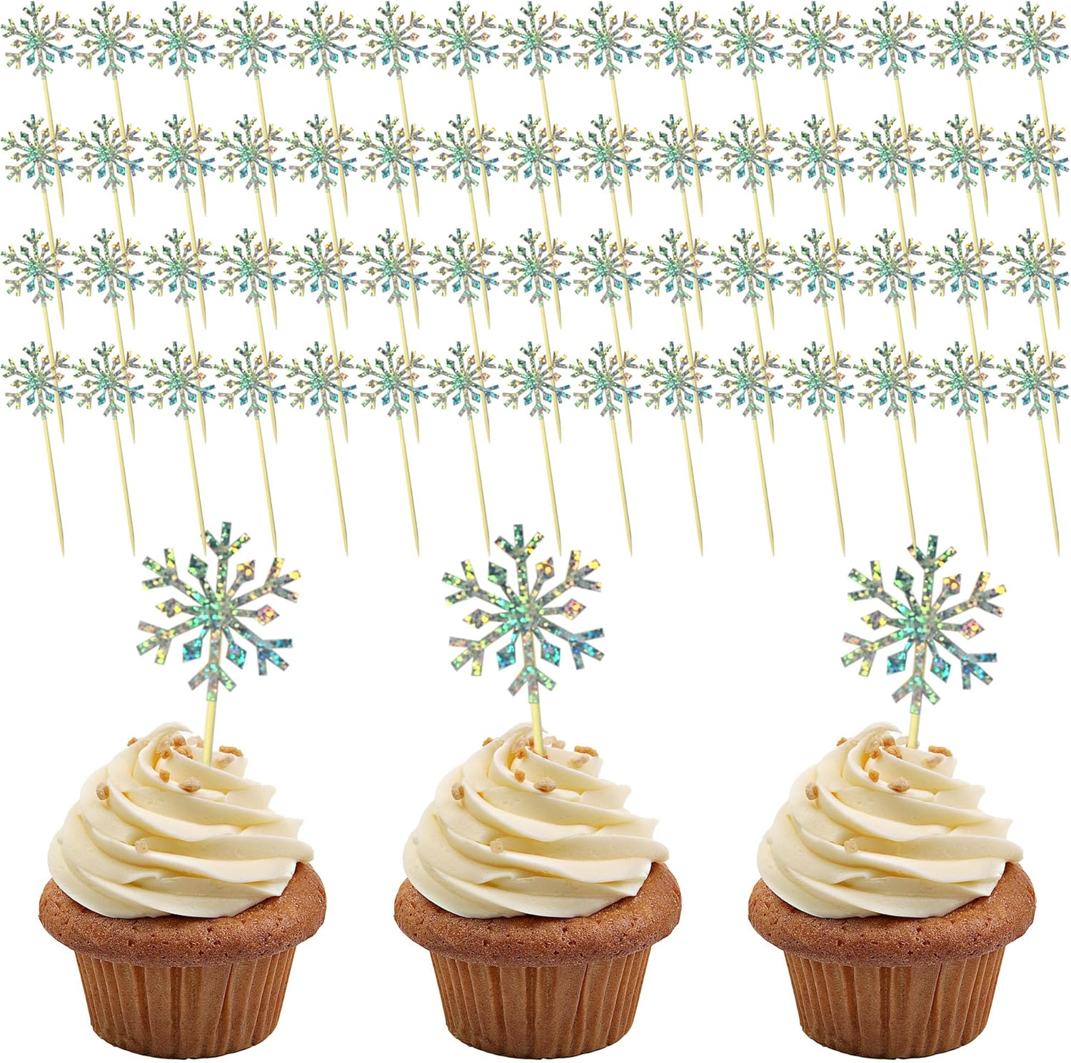 Glitter Snowflake Cocktail Picks - Festive Party Perfect