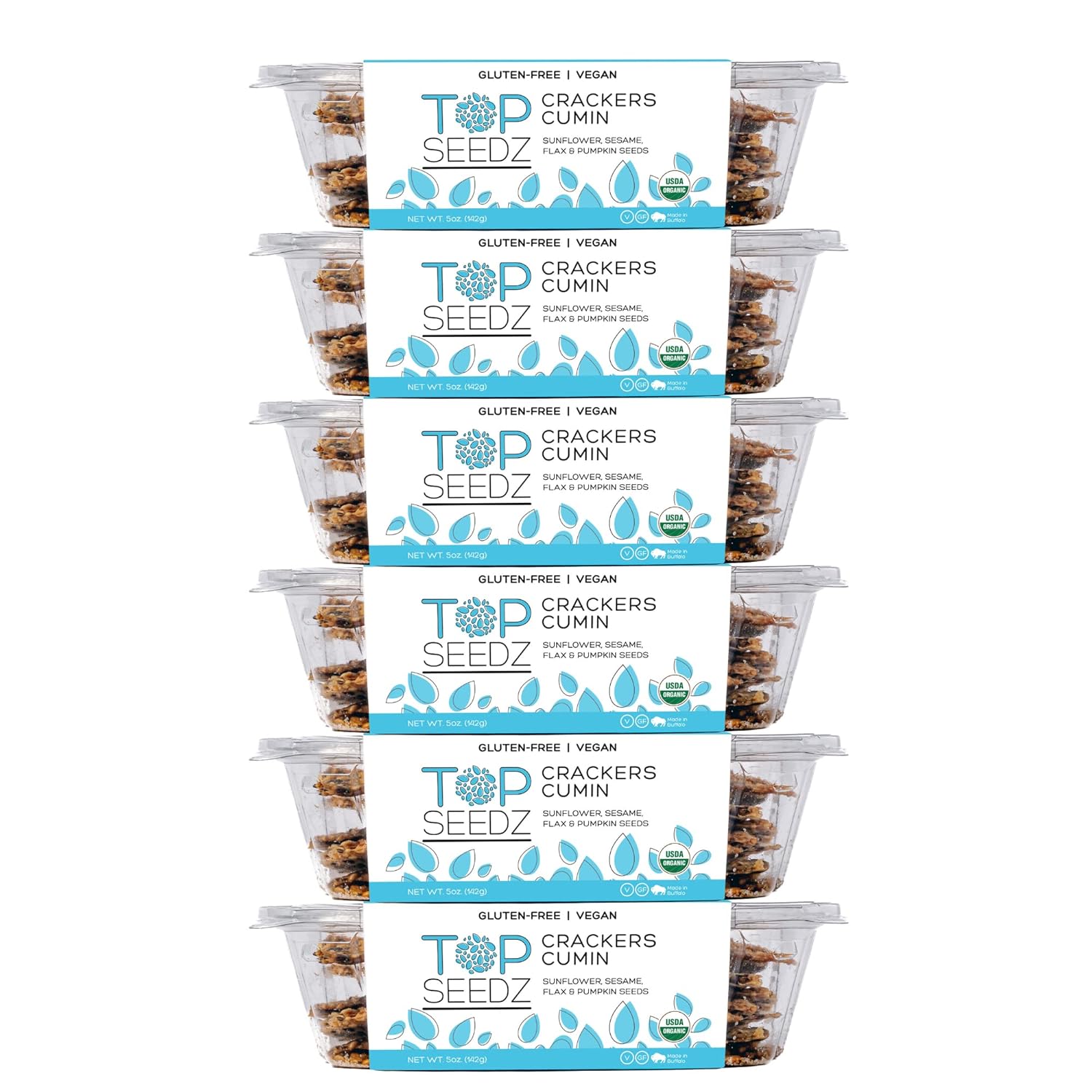 Top Seedz Organic Gluten Free Cumin Seed Crackers - 6 Pack