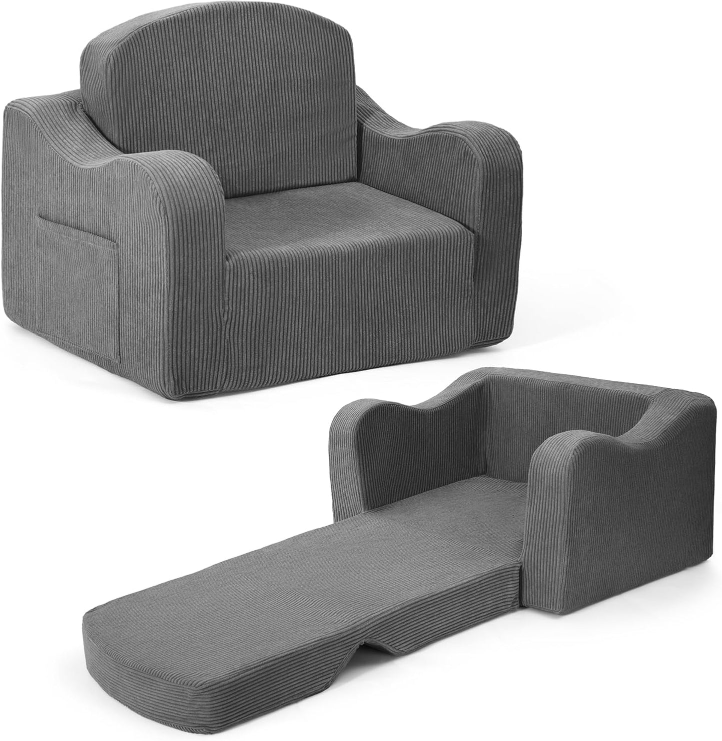 Comfy Toddler Chair for Kids - 2-in-1 Soft Plush Couch