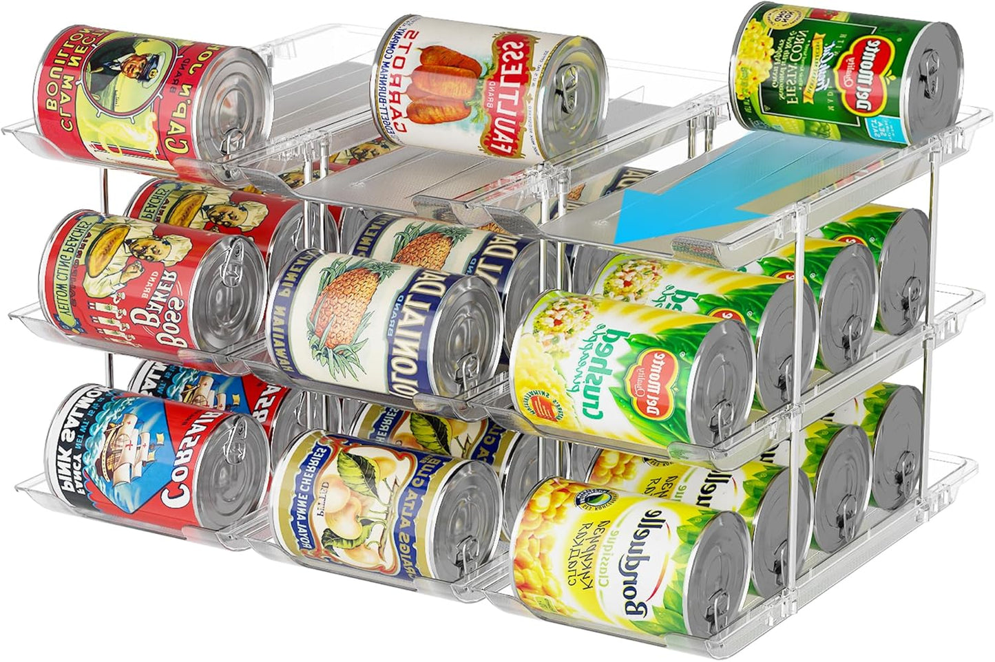 Smart Rolling Can Organizer for Pantry with Large Capacity