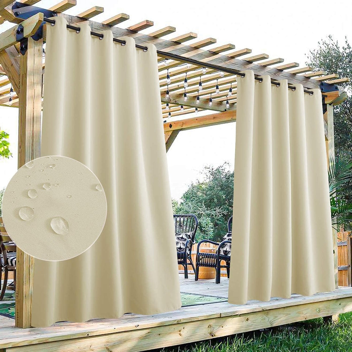 StangH Outdoor Curtains Extra Wide for Patio and Pergola Use