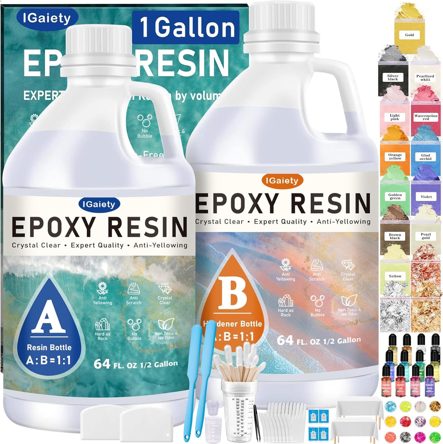 IGaiety 1 Gallon Epoxy Resin Kit for Crystal Clear Crafts
