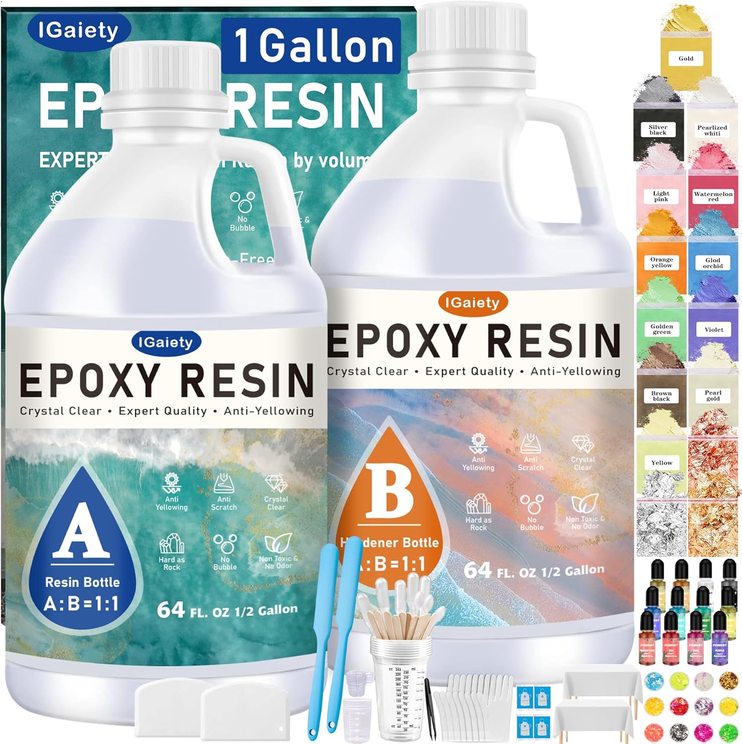 IGaiety 1 Gallon Epoxy Resin Kit for Crystal Clear Crafts