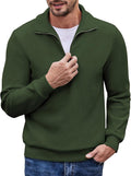 Corduroy Quarter Zip Pullover for Men - Mock Neck Casual Sweater