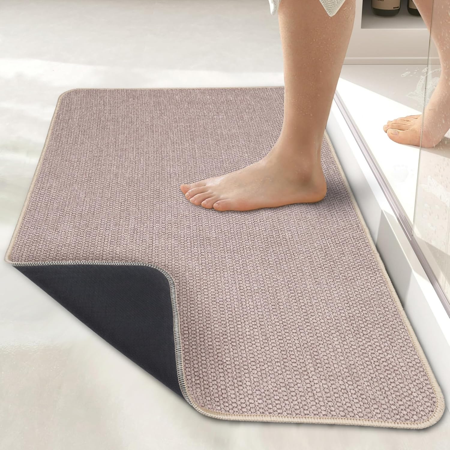 Ultra Thin Bath Mat for Bathroom, Non-Slip Quick Dry Rug