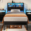 Twin Bed Frame with Charging Station and LED Lights - Smart Twin Bed