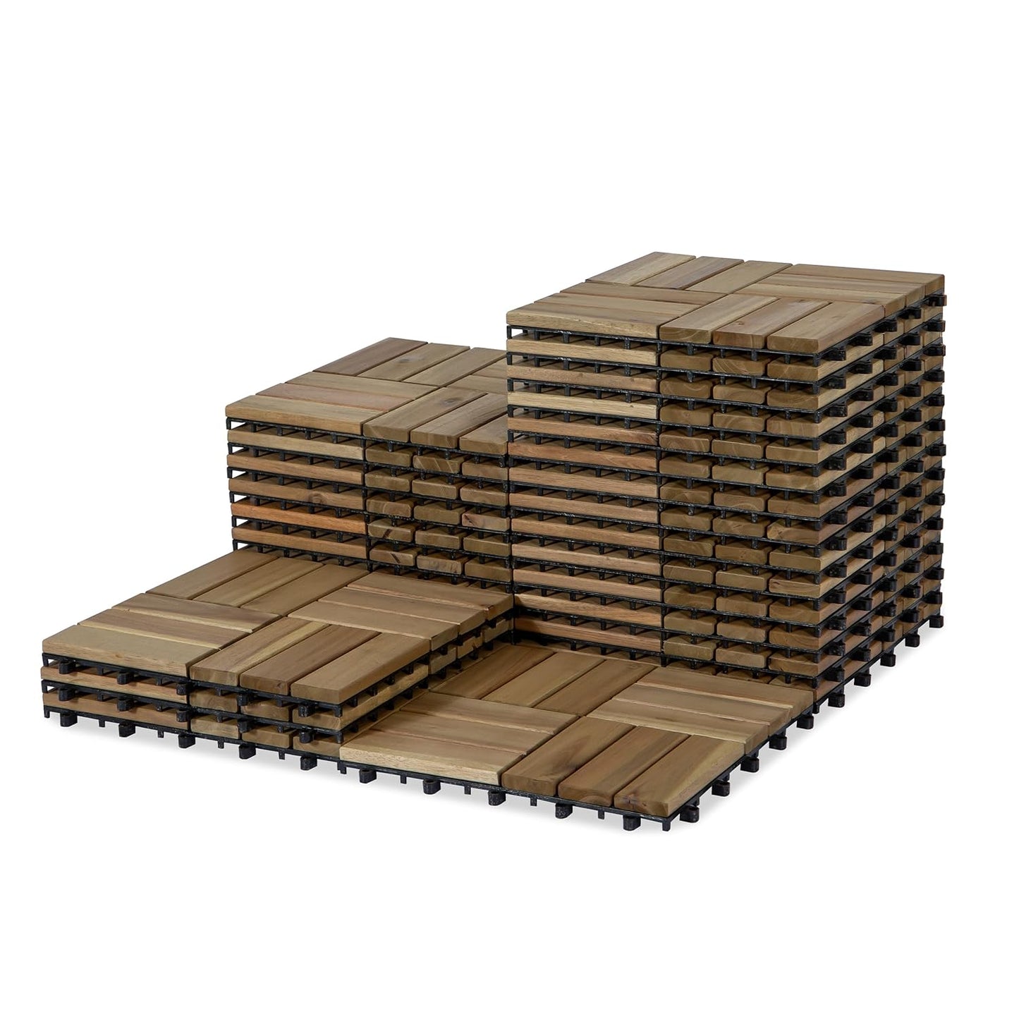 Acacia Wood Decking Tiles - Easy Interlocking Outdoor Flooring