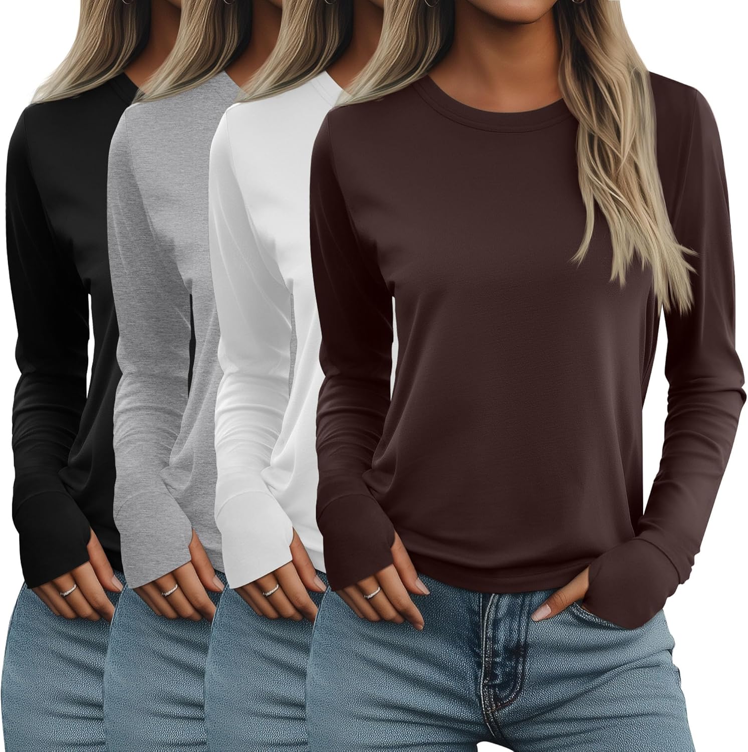 Neer Women's Long Sleeve Shirts with Thumb Holes for Fall Style