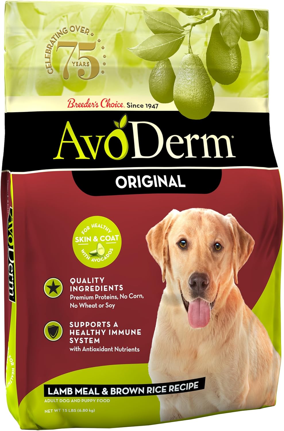 AvoDerm Natural Dry Dog Food for Healthy Skin & Coat 15 lb
