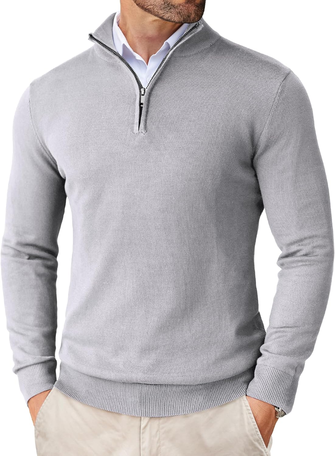 COOFANDY Men's Quarter Zip Up Sweaters for Stylish Comfort
