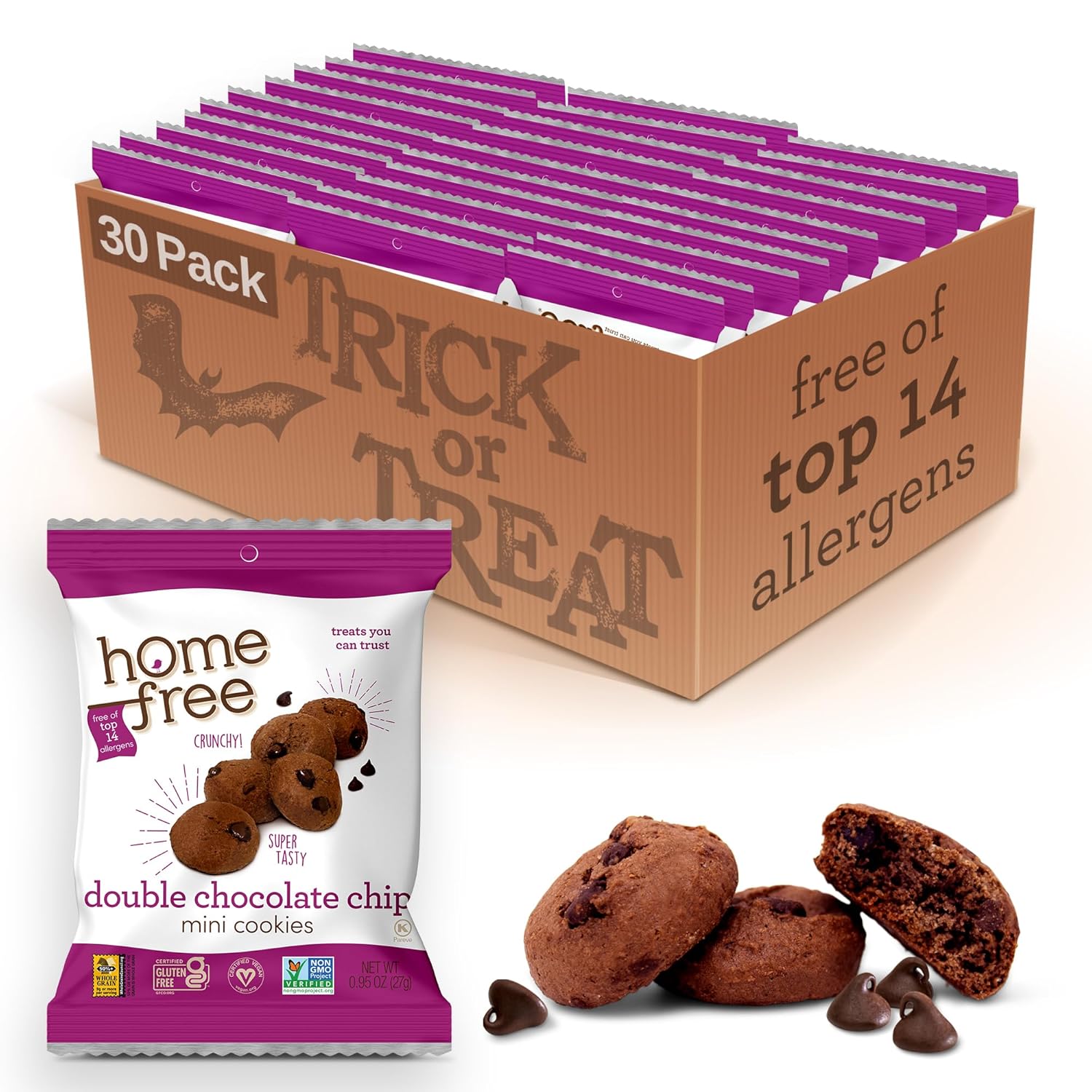 Homefree Gluten Free Mini Cookies Double Chocolate Chip Treats