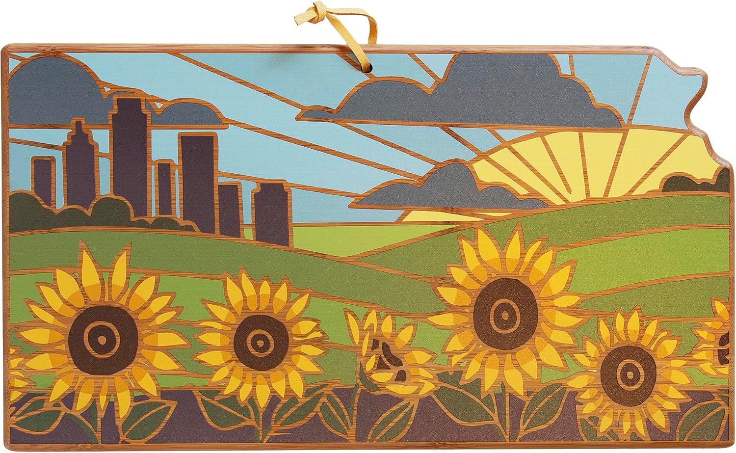 Kansas State Shaped Cutting Board with Artwork by Summer Stokes