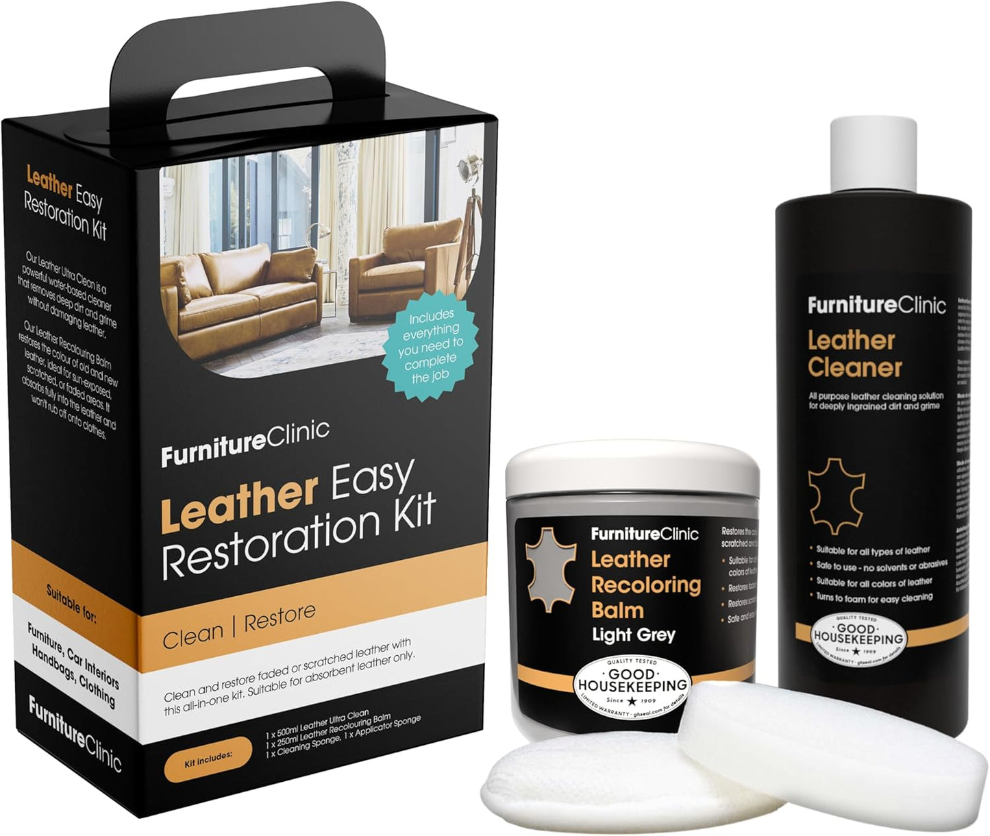 Leather Easy Restoration Kit for Scratched and Faded Furniture