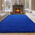 8x10 Area Rugs for Living Room Blue Fluffy Shag Rug - Soft & Non Slip