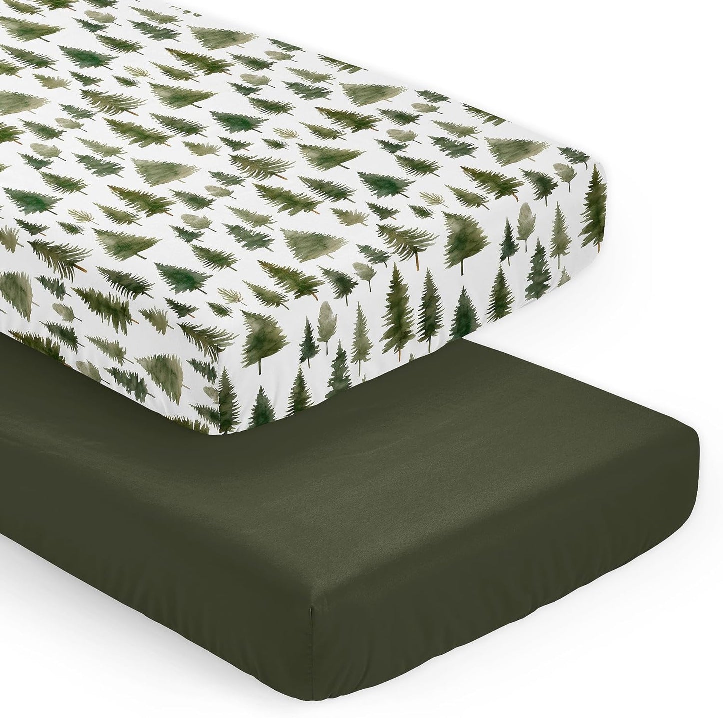 Sage Green Woodland Baby Crib Sheet Set for Gender Neutral Nursery