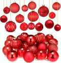 Red Glass Christmas Ball Ornaments 24 Pack - Vintage Mercury Shine