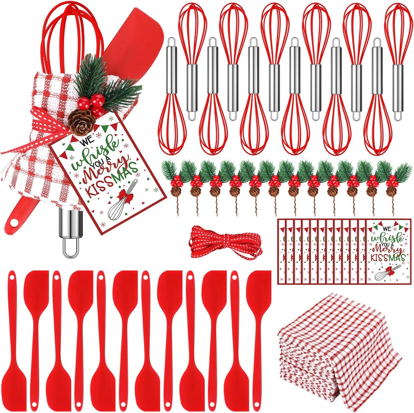 60pcs Christmas Whisk Spatula Baking Gift Sets for Holiday Fun
