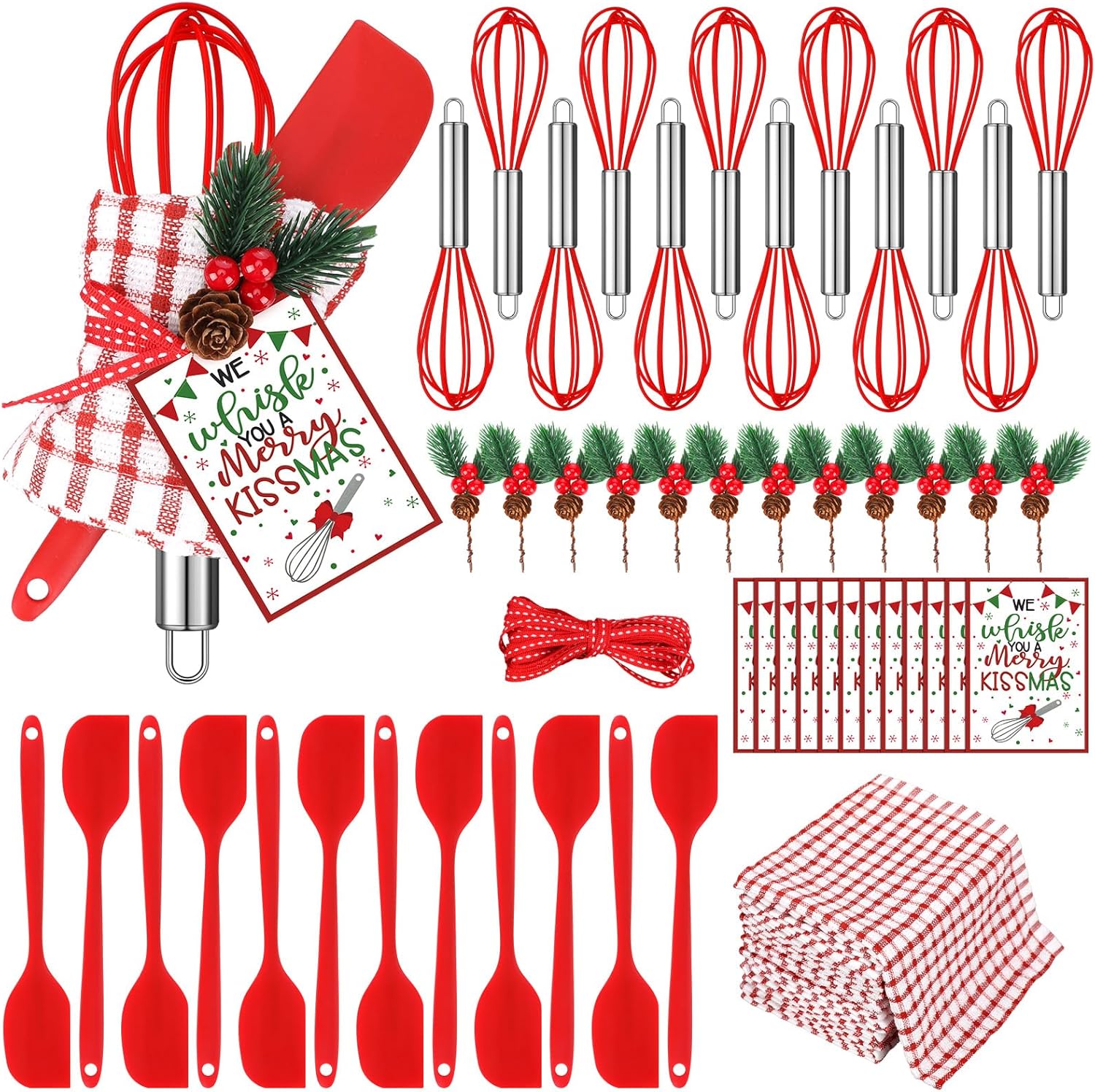 60pcs Christmas Whisk Spatula Baking Gift Sets for Holiday Fun