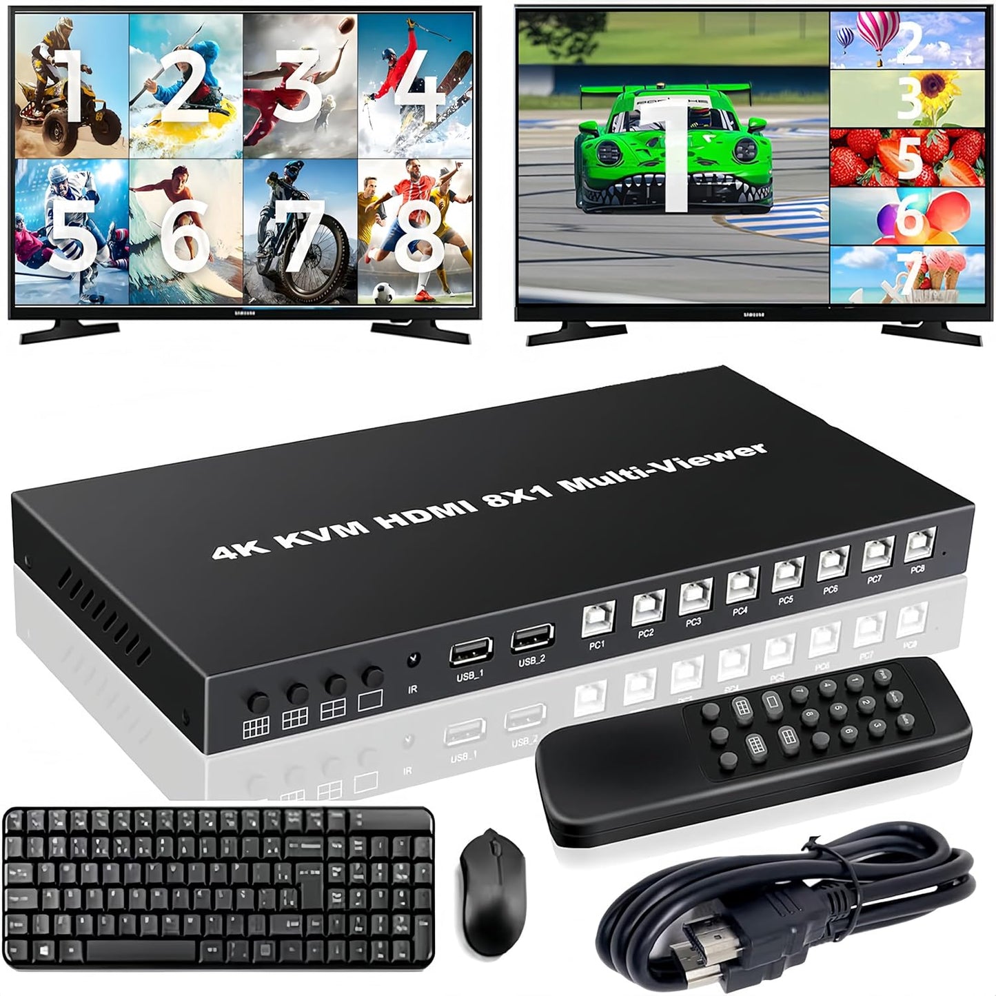 4K HDMI MultiViewer 8X1 with KVM for Seamless Screen Switching