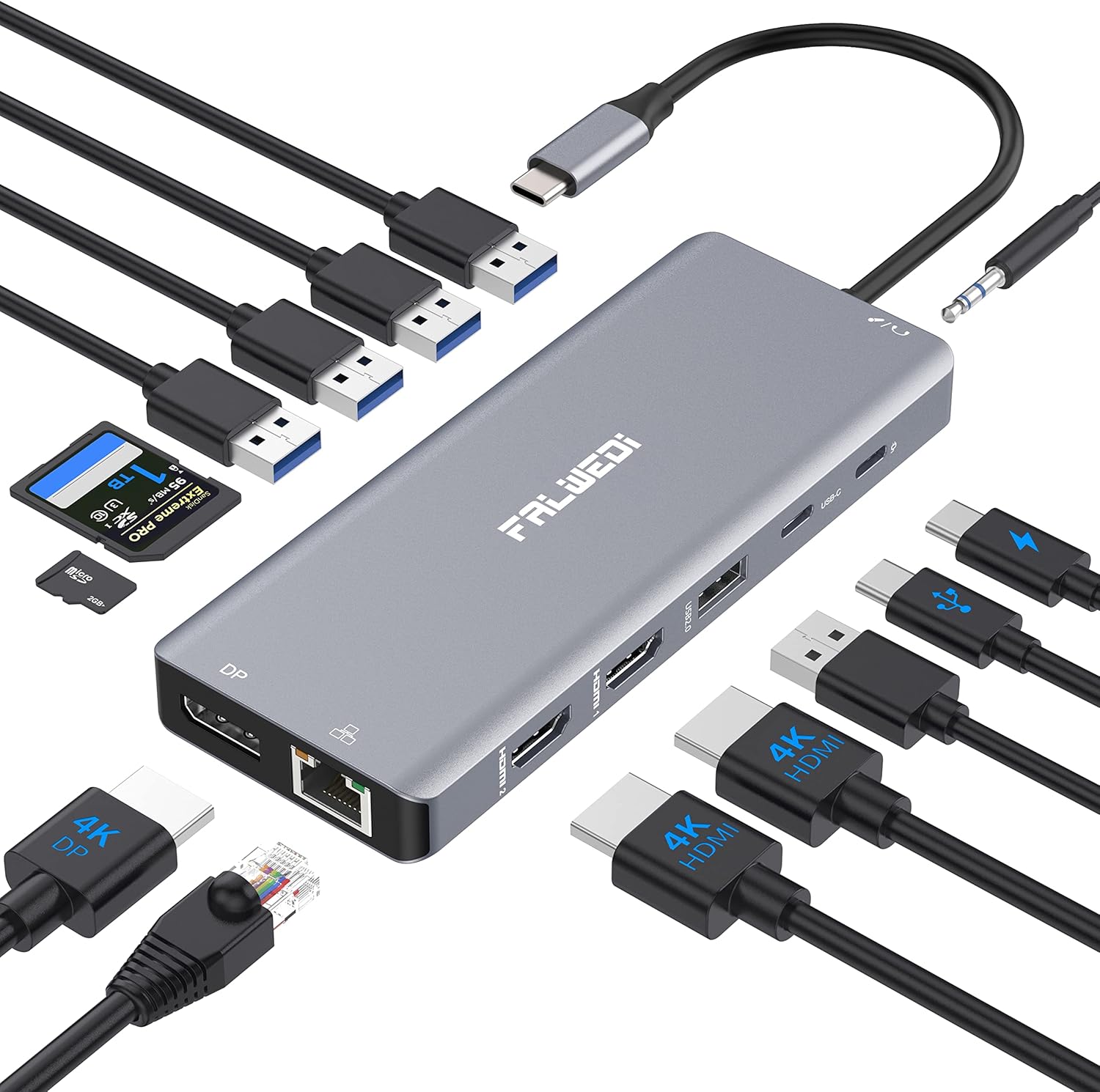 Laptop Docking Station Dual Monitor 14 in 1 USB C Hub Adapter