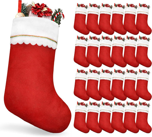 48pcs Christmas Stockings with Gold Trim for Festive Decor